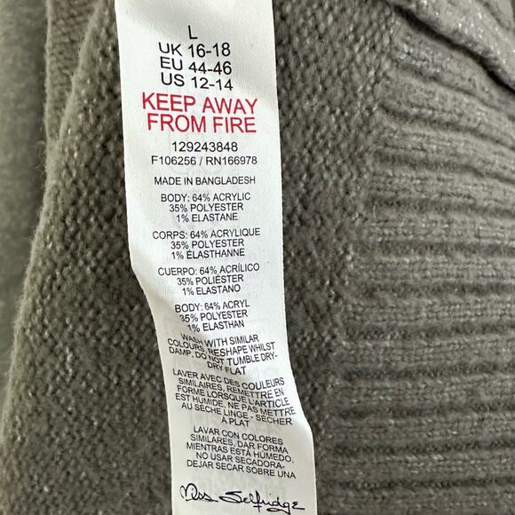 Miss Selfridge Knit Oversize Longline Hoodie Sweater in Green Womens Size Large - Picture 6 of 7